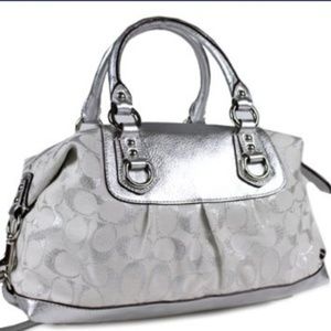 Coach signature silver metallic shoulder bags